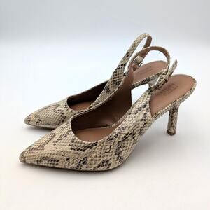 Nordstrom Rack Priscilla Slingback Pump Women's Beige/Snakeskin Sz US7.5M EU37.5